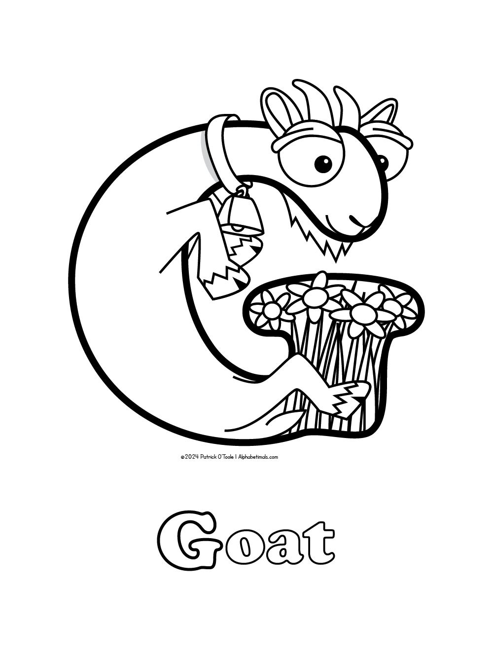 Free Goat Coloring Page Alphabetimals