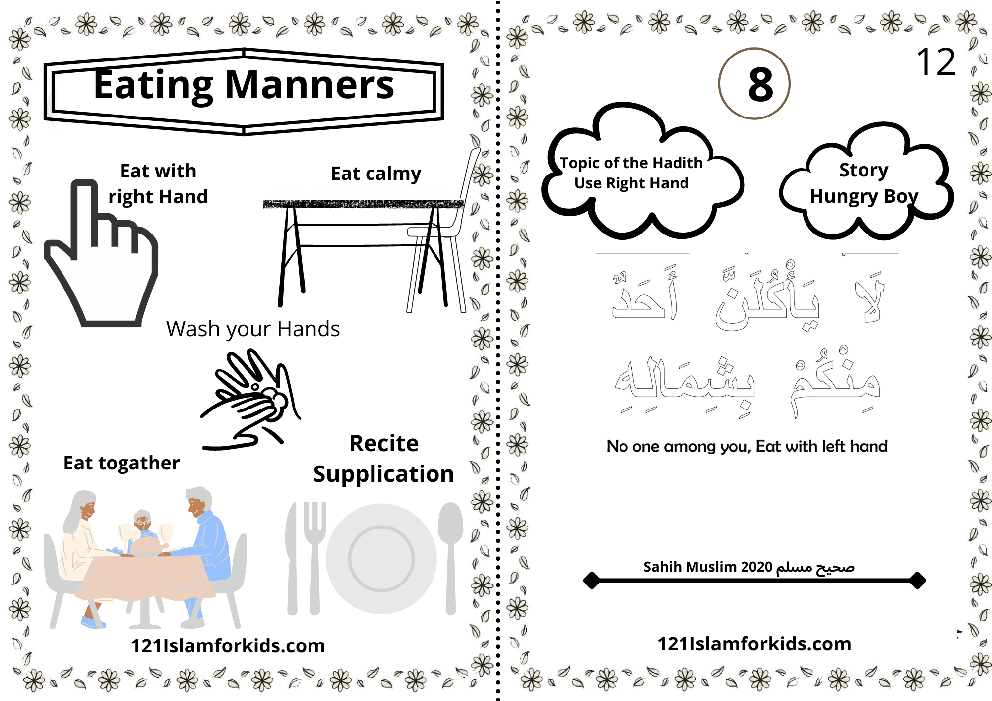Free Hadith Story And Worksheet On Eating Manners In Islam