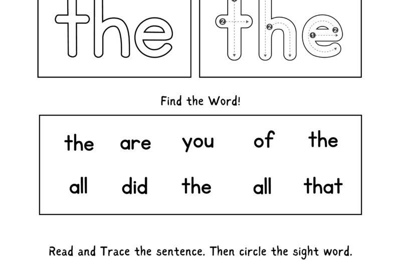 Sight Word To Worksheets For Kindergarten