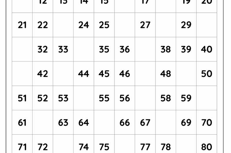 Number Printables For Preschool 1-100