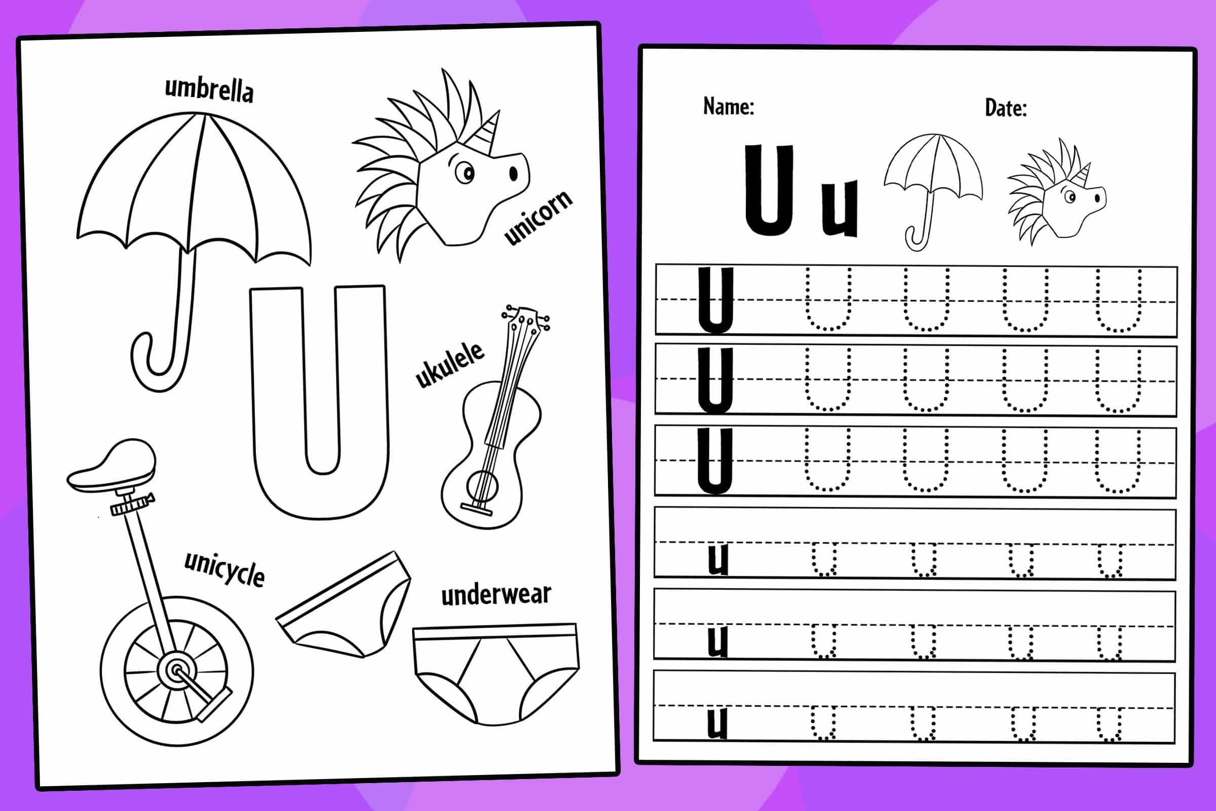 FREE Letter U Worksheets For Preschool The Hollydog Blog Worksheets Library