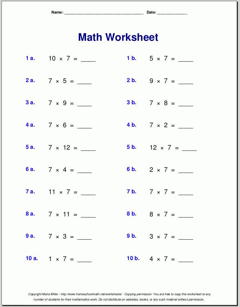 Printable Free Algebra Worksheets