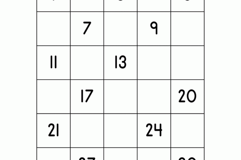 Math Worksheets Kindergarten Numbers 1-30