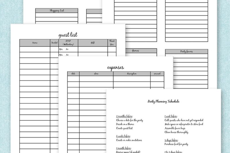 Pdf Free Printable Party Planning Worksheet