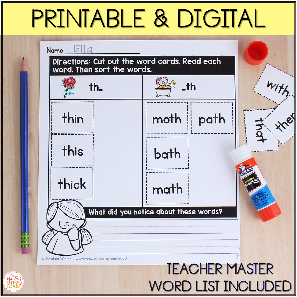 FREE Phonics Word Sorts DIFFERENTIATED Digital U0026 Printable