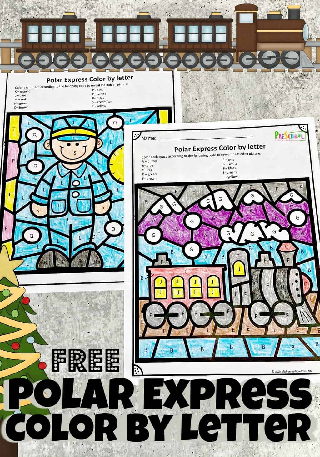 FREE Polar Express Color By Letter Christmas Worksheets