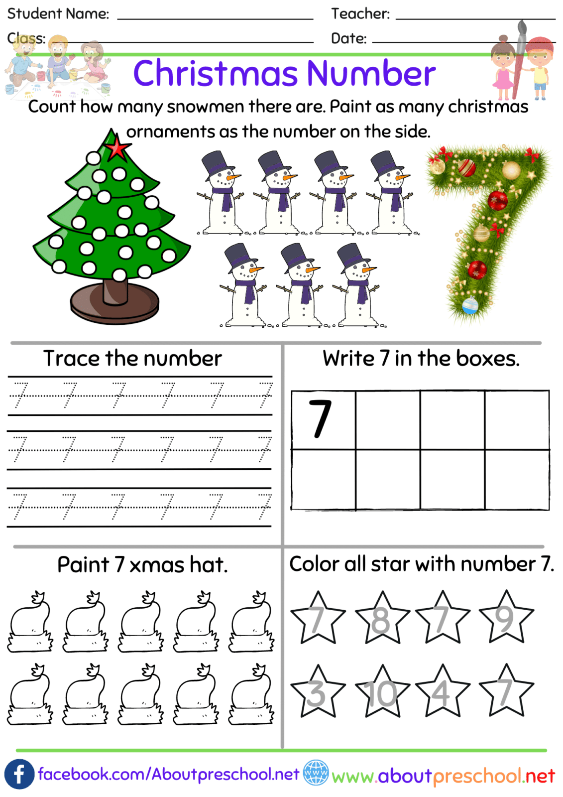 Number 7 Printables Preschool