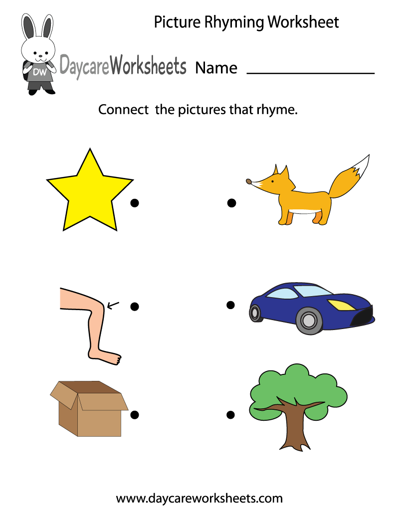 Rhymingworksheet For Preschoolers Printables
