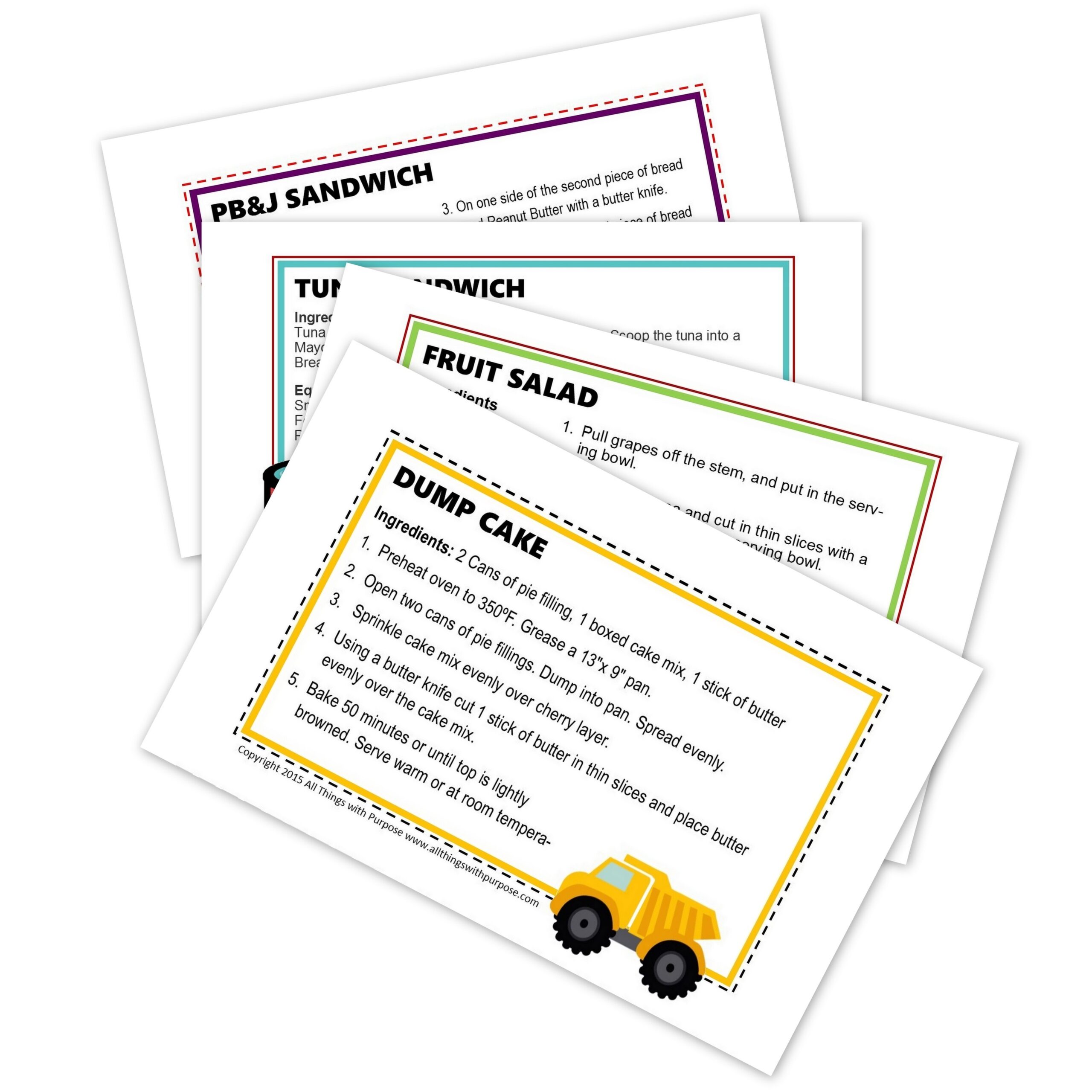 Free Preschool Recipe Cards