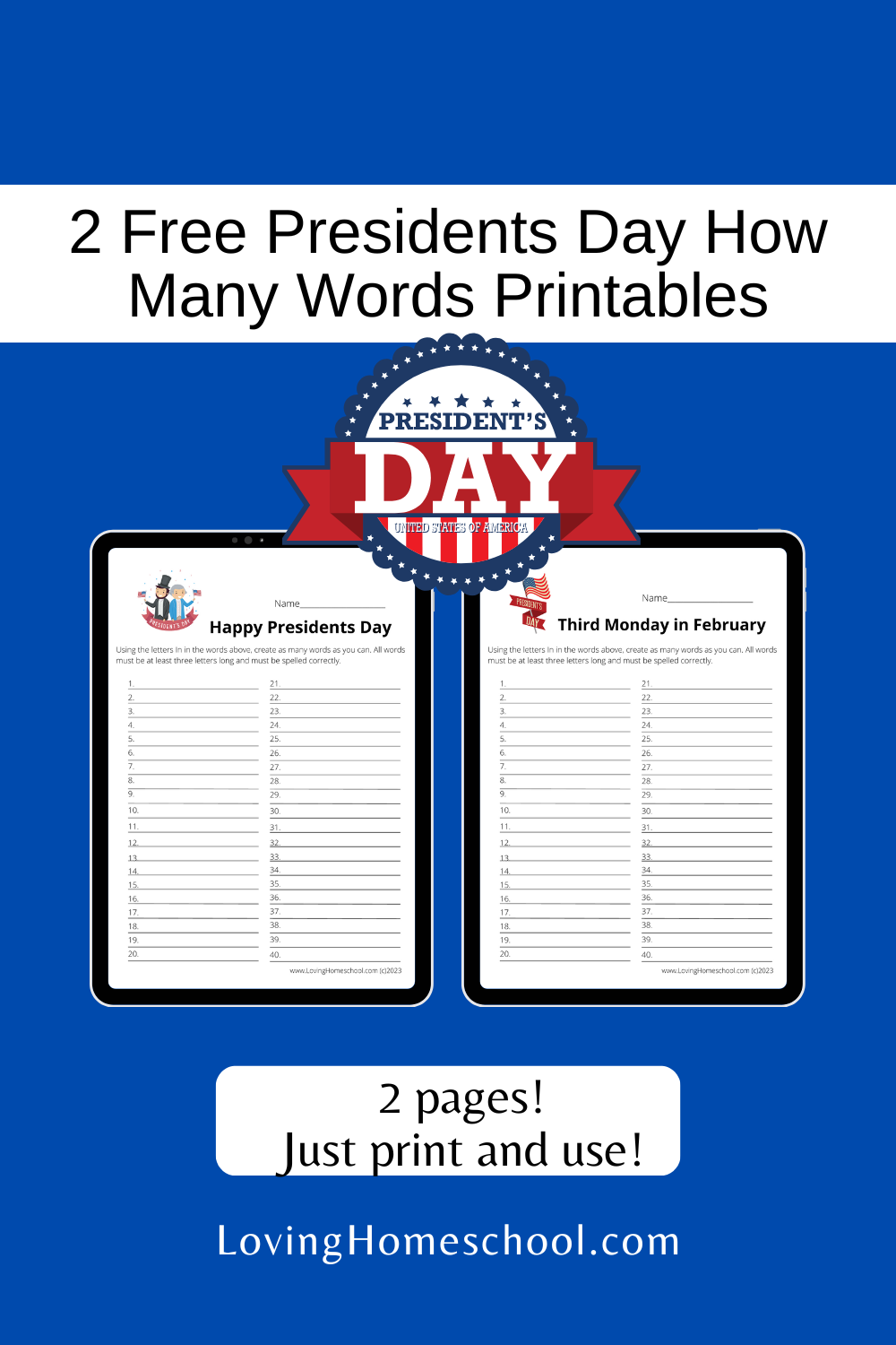 Free Printable Presidents Day Worksheets