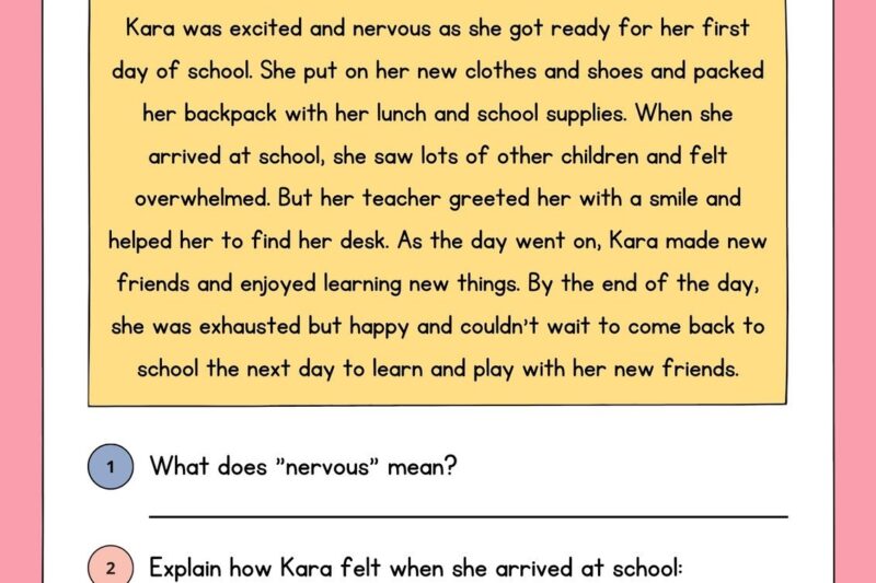 Vocabulary Reading Comprehension Worksheets