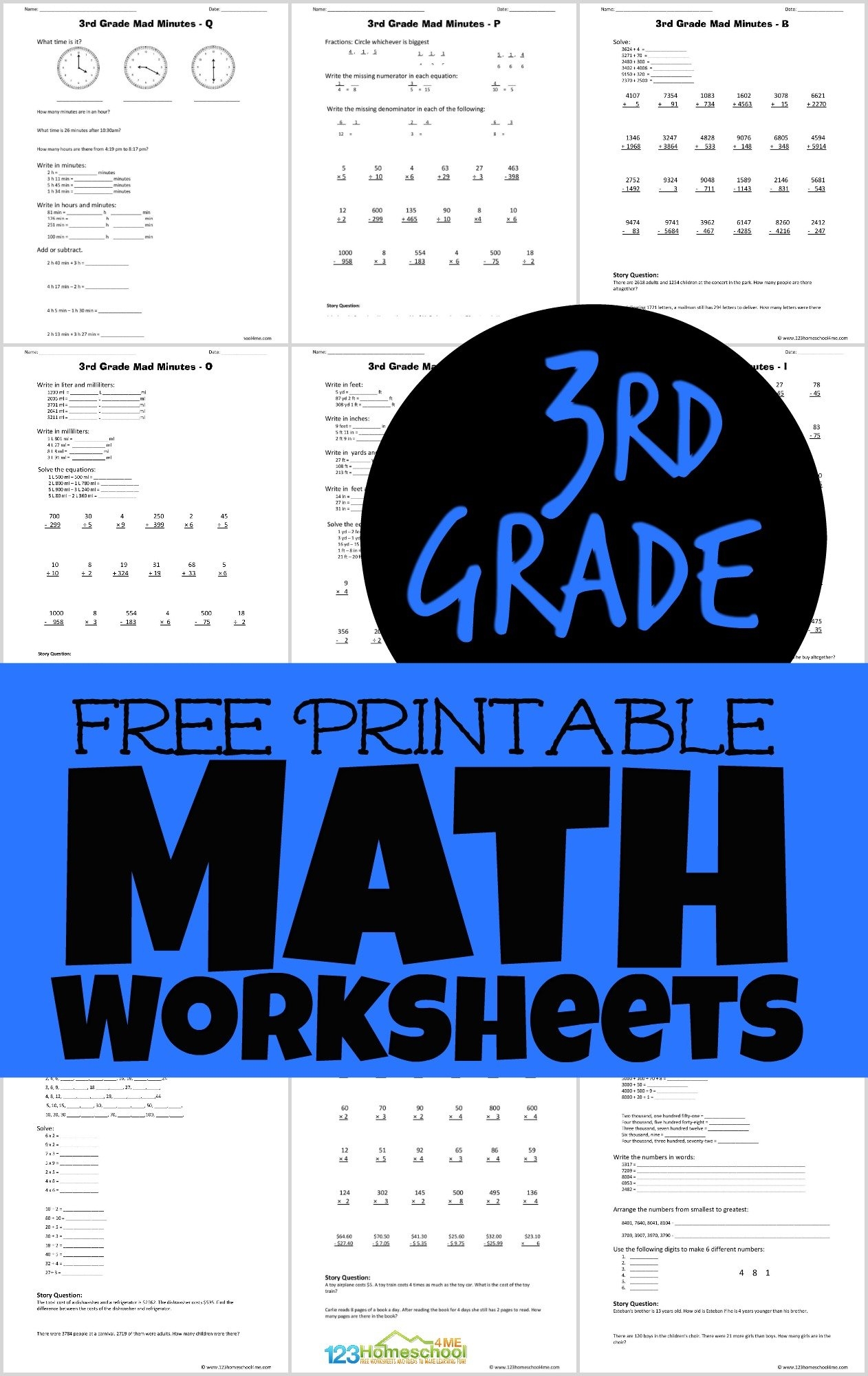 Third Grade Subtraction Worksheets Free Printable