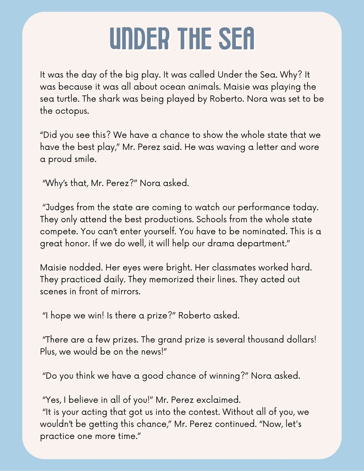 Reading Comprehension 3rd Grade Printable Worksheets