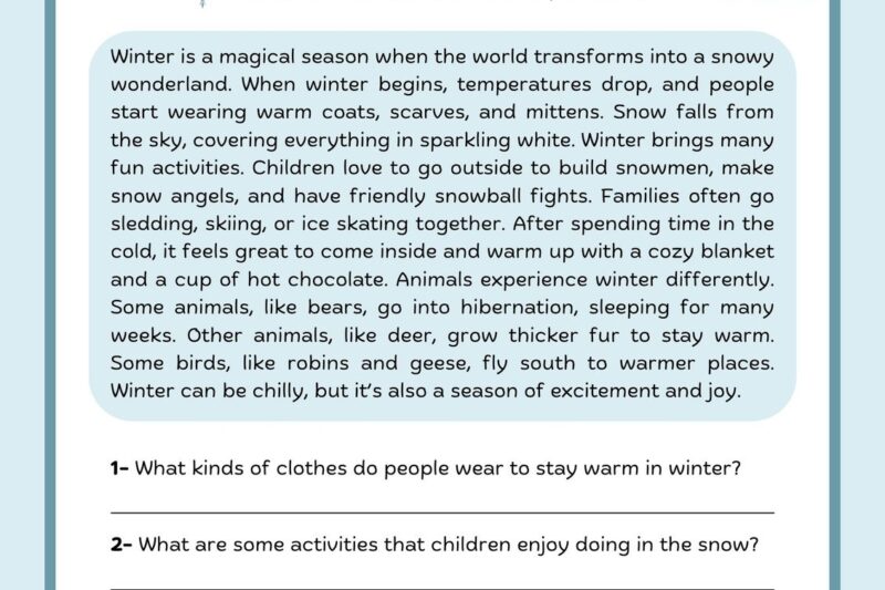 Reading Comprehension Elementary Worksheet