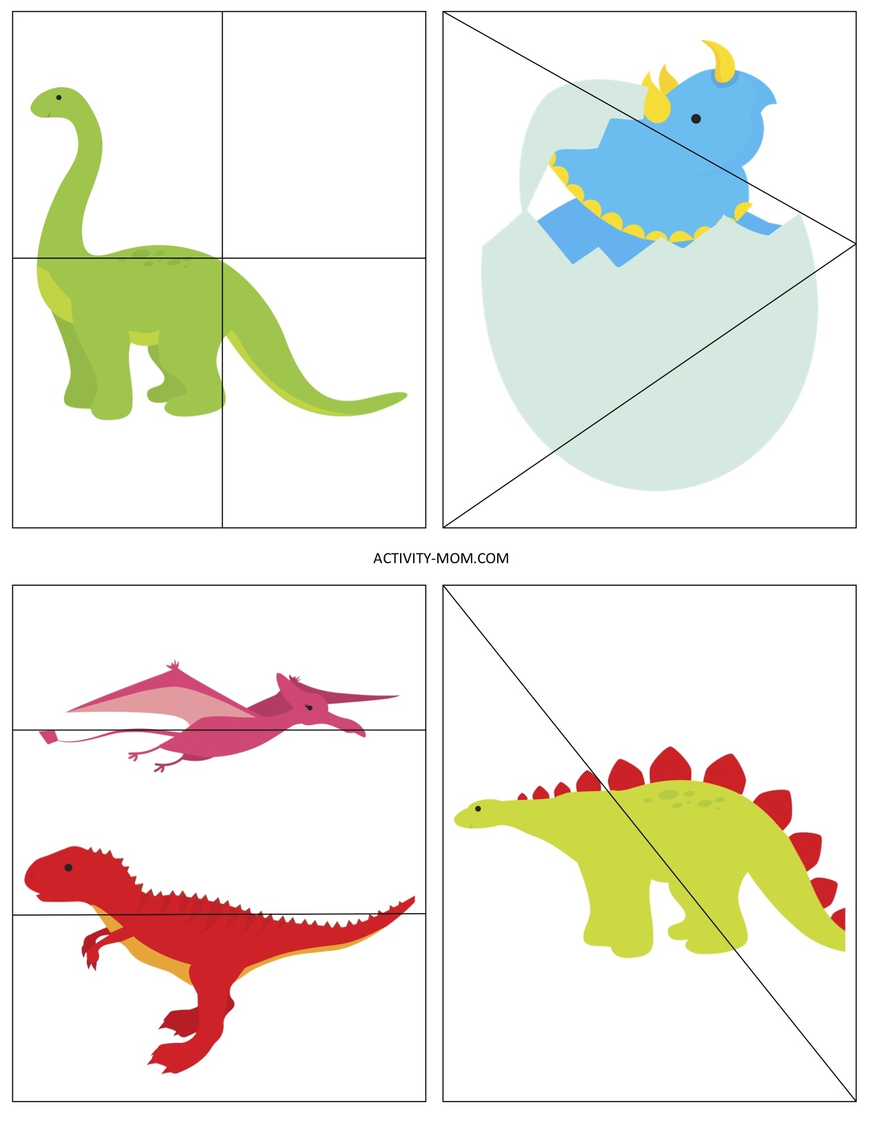 Free Printable 4 Piece Puzzles For Kids The Activity Mom 