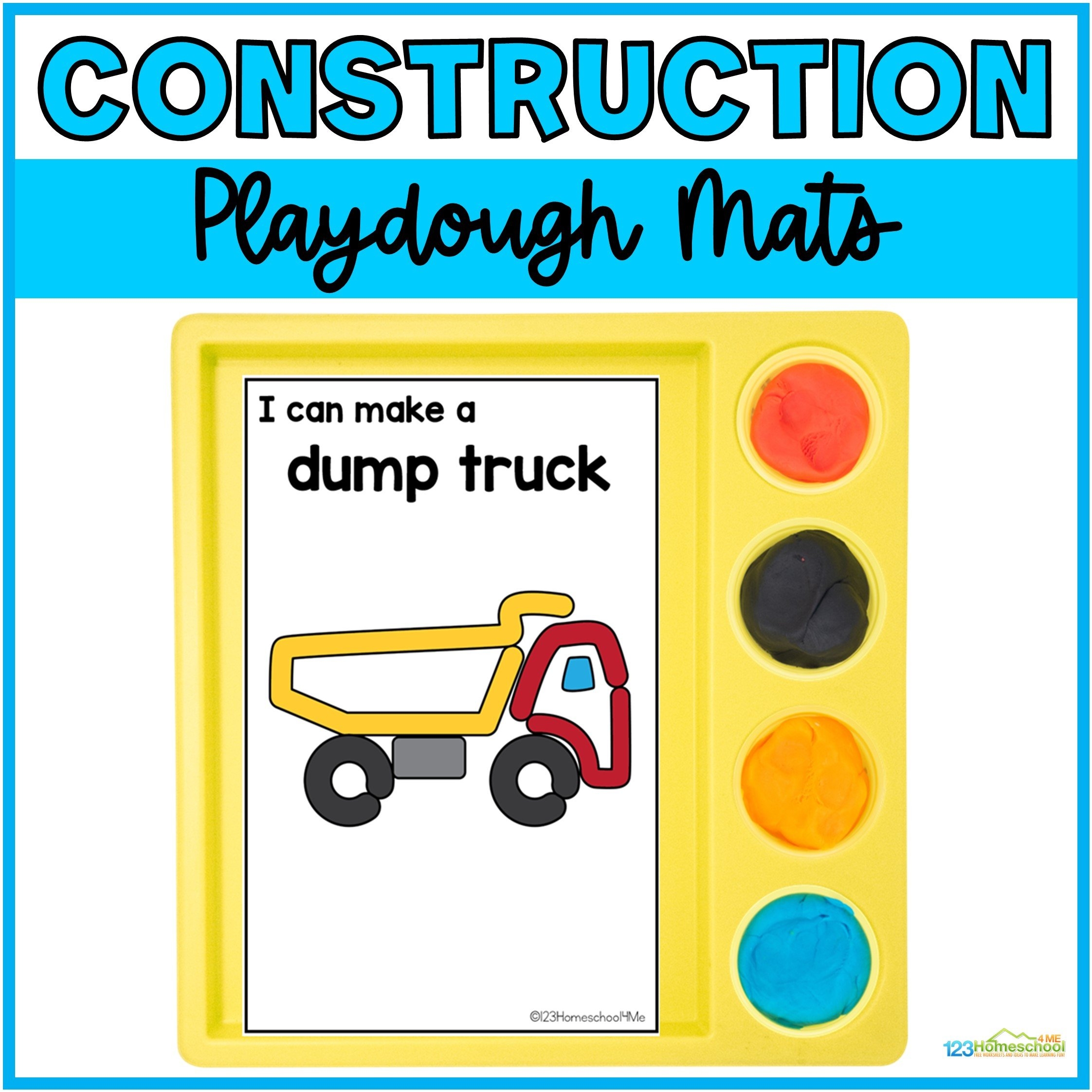 FREE Printable Construction Playdough Mats For Preschoolers