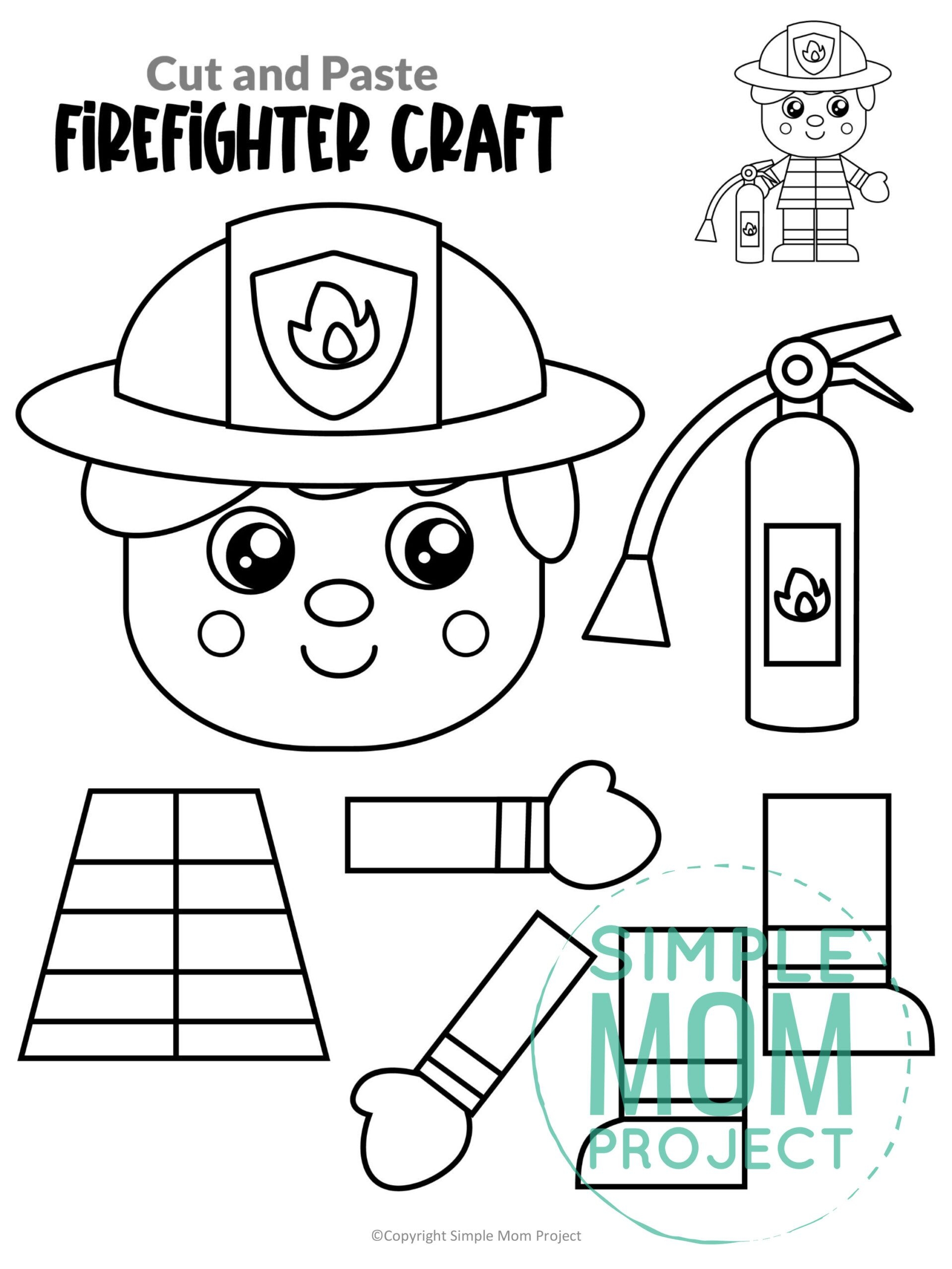Free Printable Firefighter Craft Template Simple Mom Project