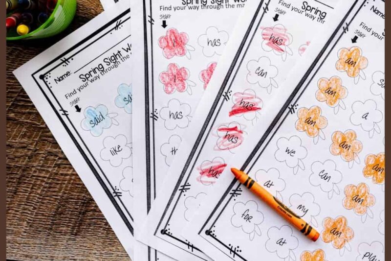 Free Sight Word Worksheets For Kindergarten