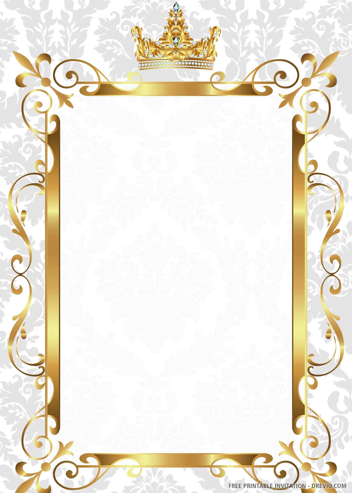 FREE PRINTABLE Gold Royal Wedding Invitation Templates Worksheets Library