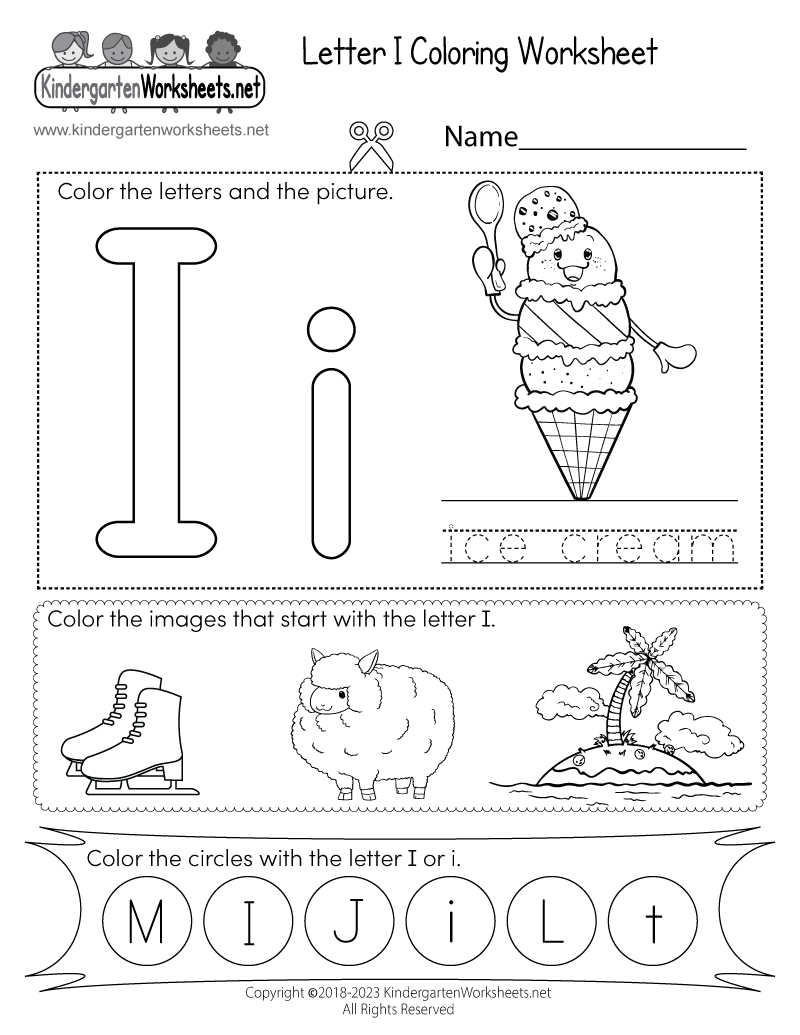 Free Printable Letter I Coloring Worksheet