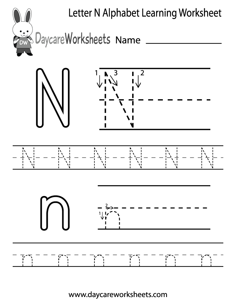 Free Printable Letter N Alphabet Learning Worksheet For Preschool Free Printable Letter N Alphabet Learning Worksheet For Preschool