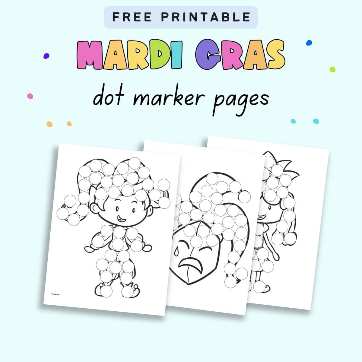 Free Printable Mardi Gras Dot Marker Pages The Artisan Life