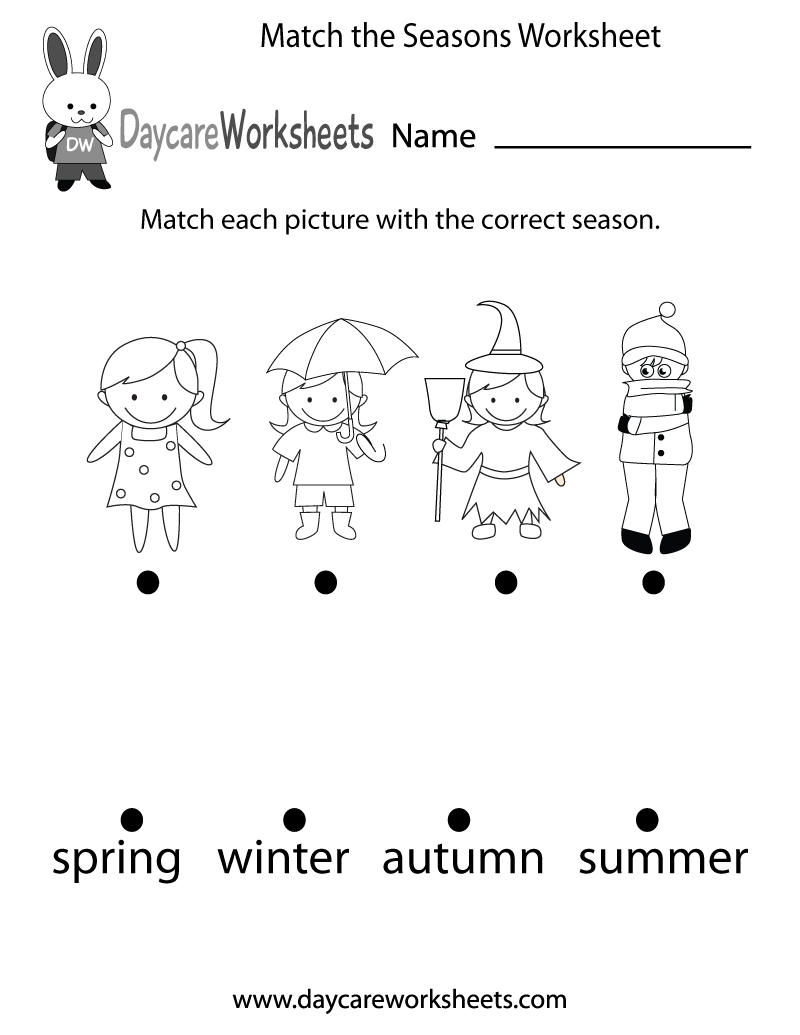 Free Printable Match The Seasons Worksheet For Preschool