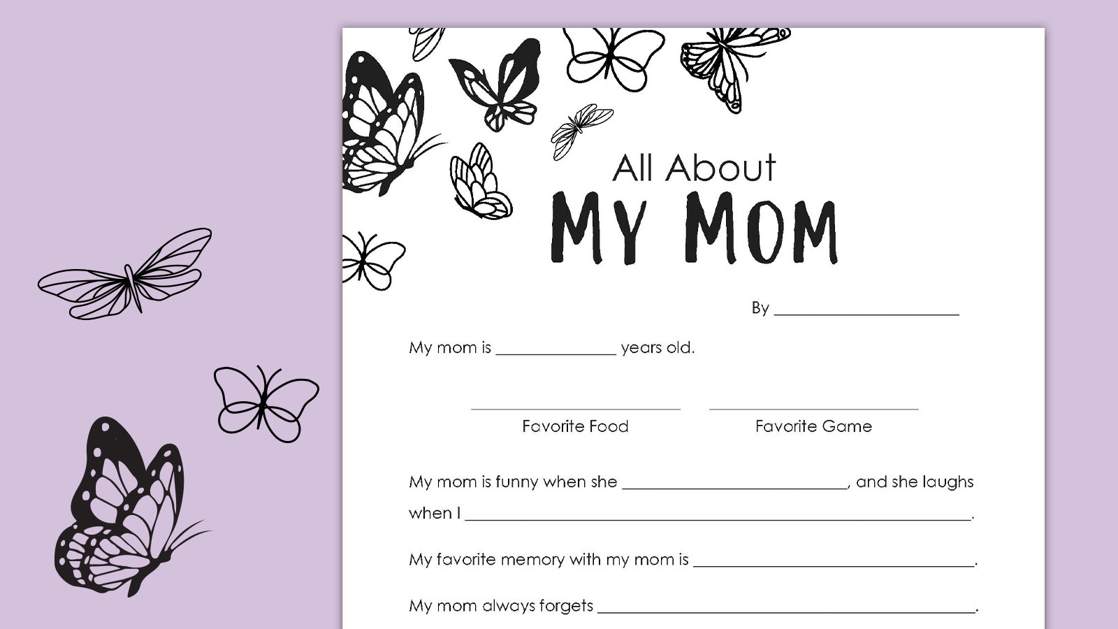 Preschool All About My Mom Printable