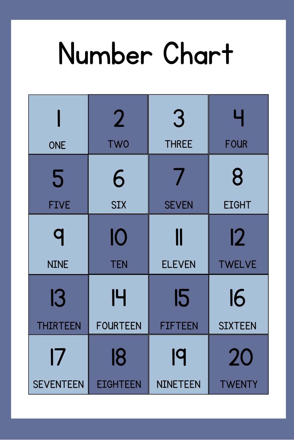 Number Chart For Preschool Printable