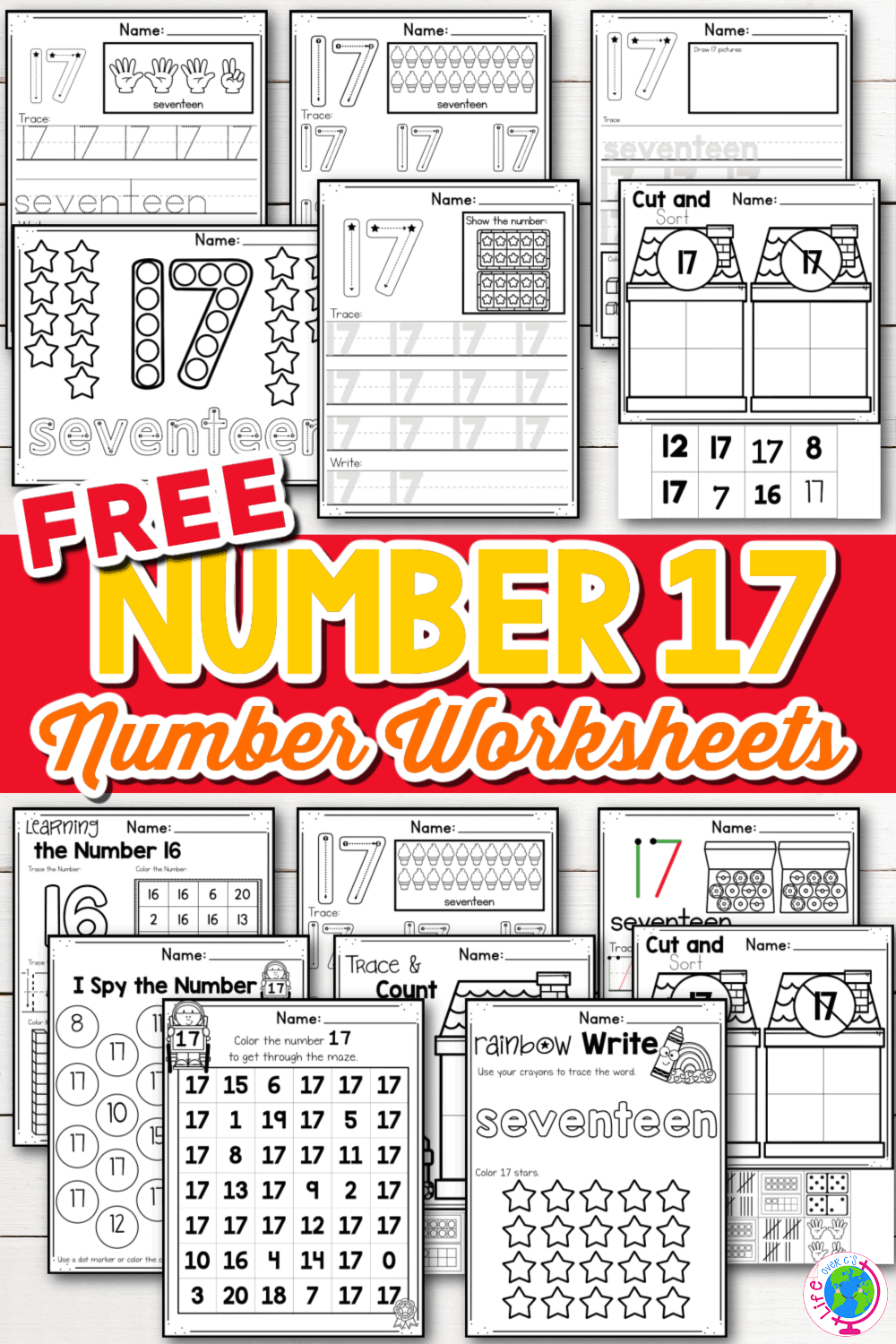 Free Printable Number 17 Worksheets