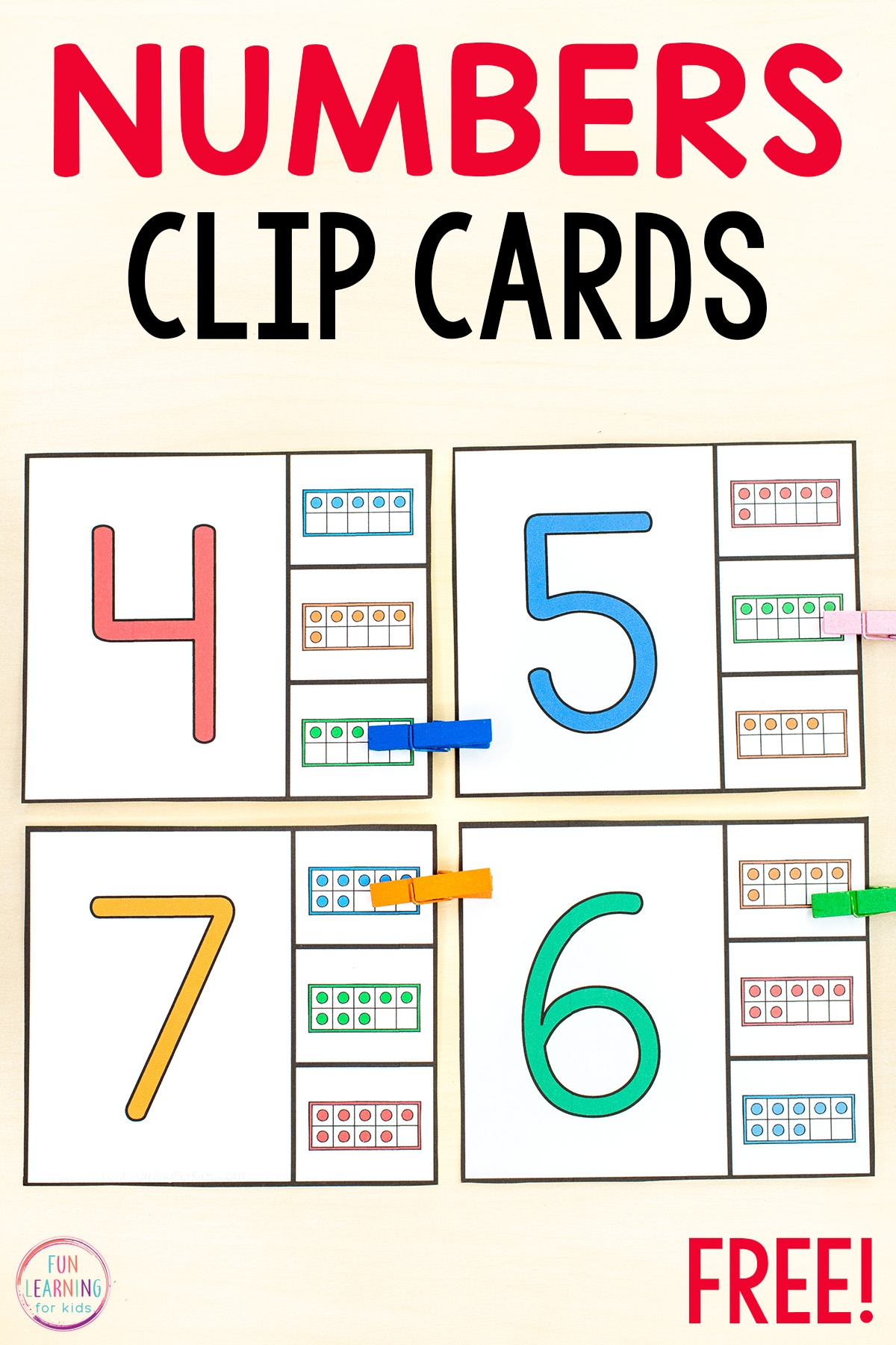 Free Printable Number Matching Clip Cards