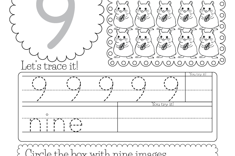 Free Printable Number 9 Worksheet