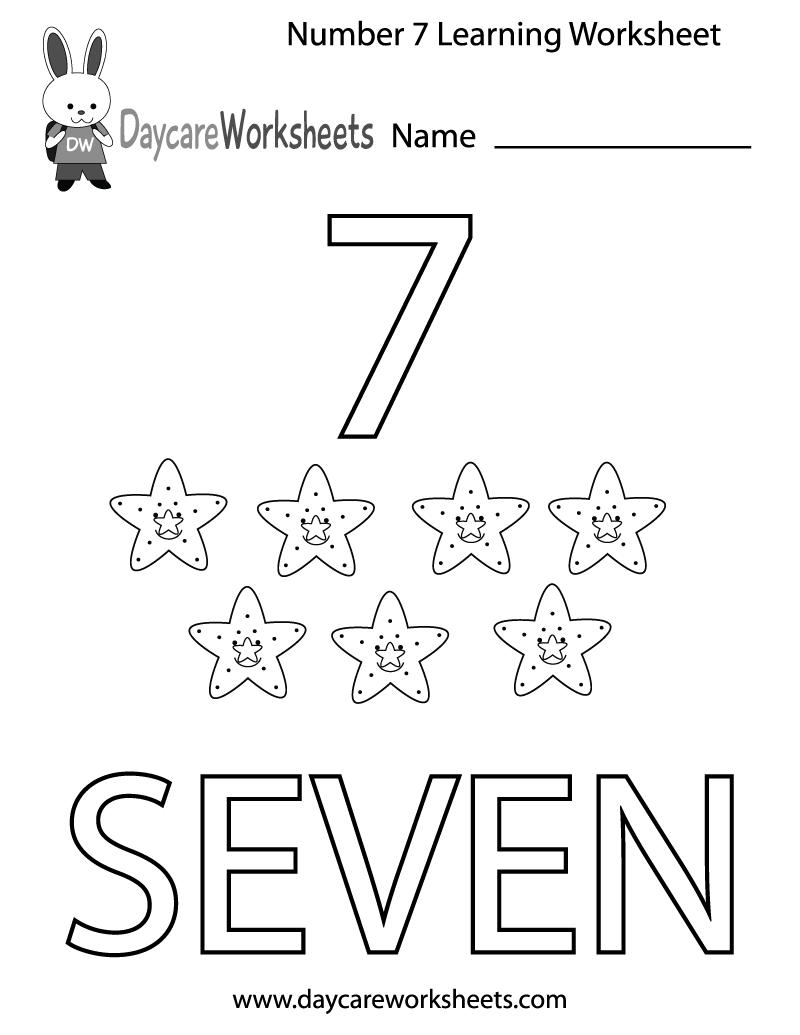 Free Printable Number Seven Learning Worksheet For Preschool Worksheets Library