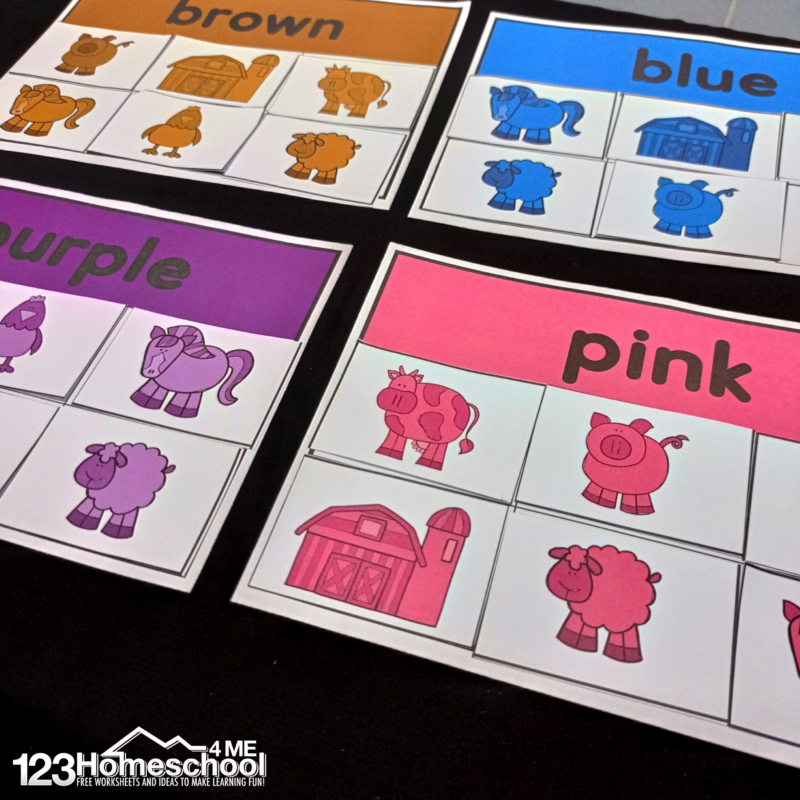 Preschool Farm Sort Printable Free