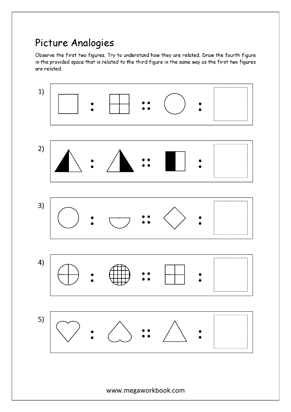 Free Printable Picture Analogy Worksheets Logical Reasoning Worksheets Library