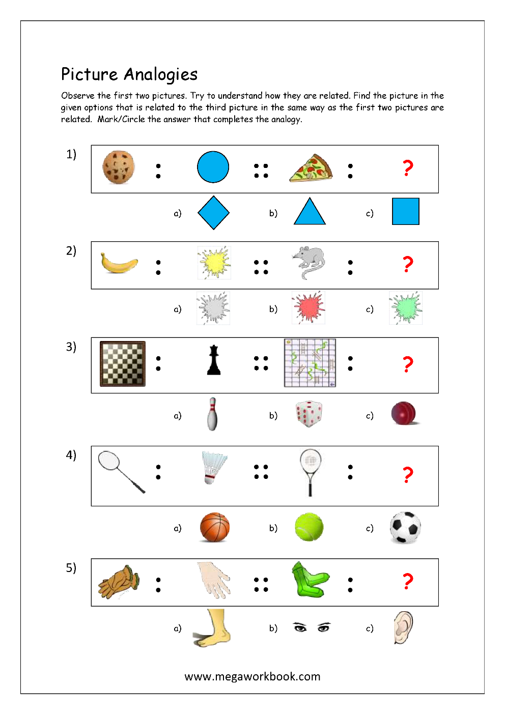 Free Printable Picture Analogy Worksheets Logical Reasoning Worksheets Library