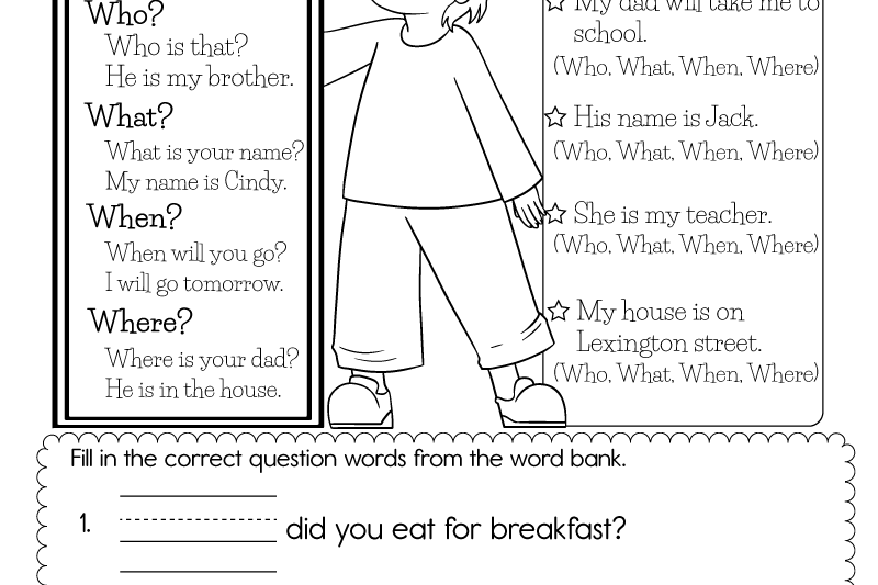 Free Printable Question Words Worksheets