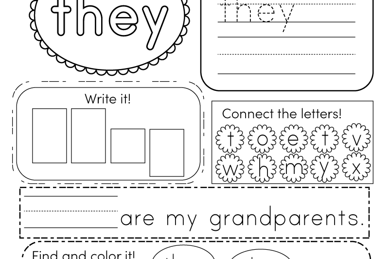 Free Printable Worksheets Kindergarten Sight Words