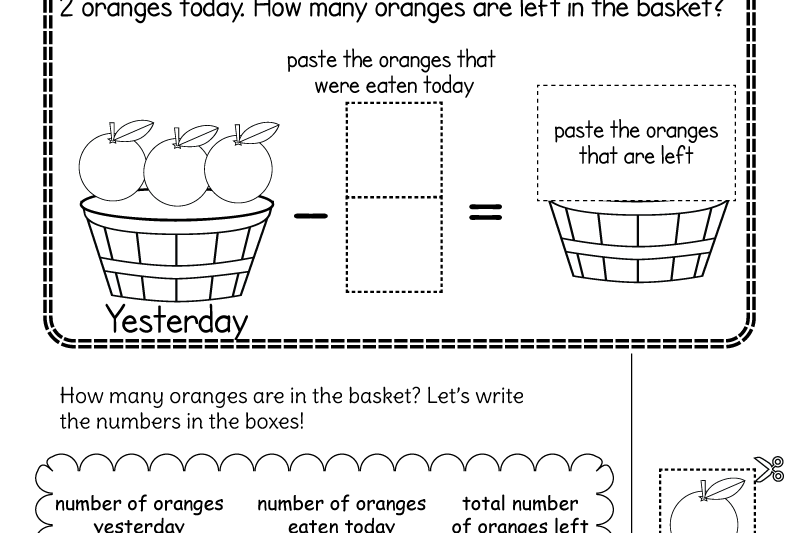 Subtraction Word Problem Worksheets For Kindergarten