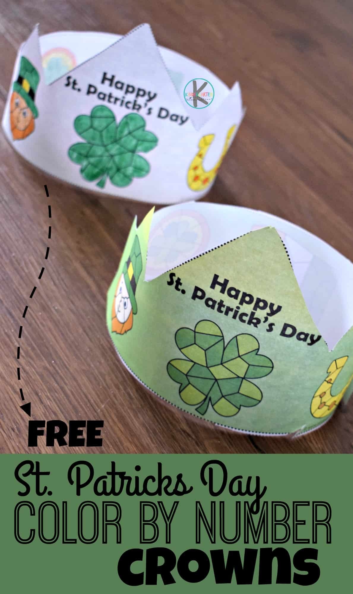  FREE Printable St Patricks Day Color By Number Crowns