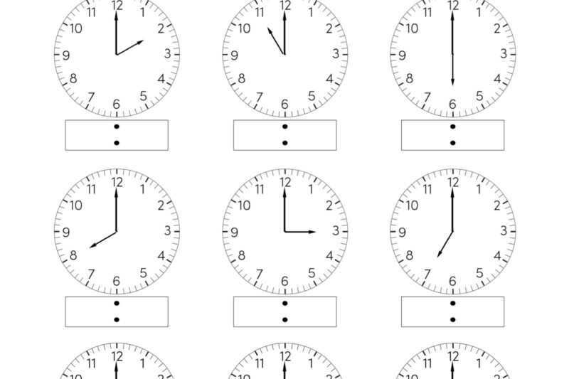 Telling Time Free Printable Worksheets