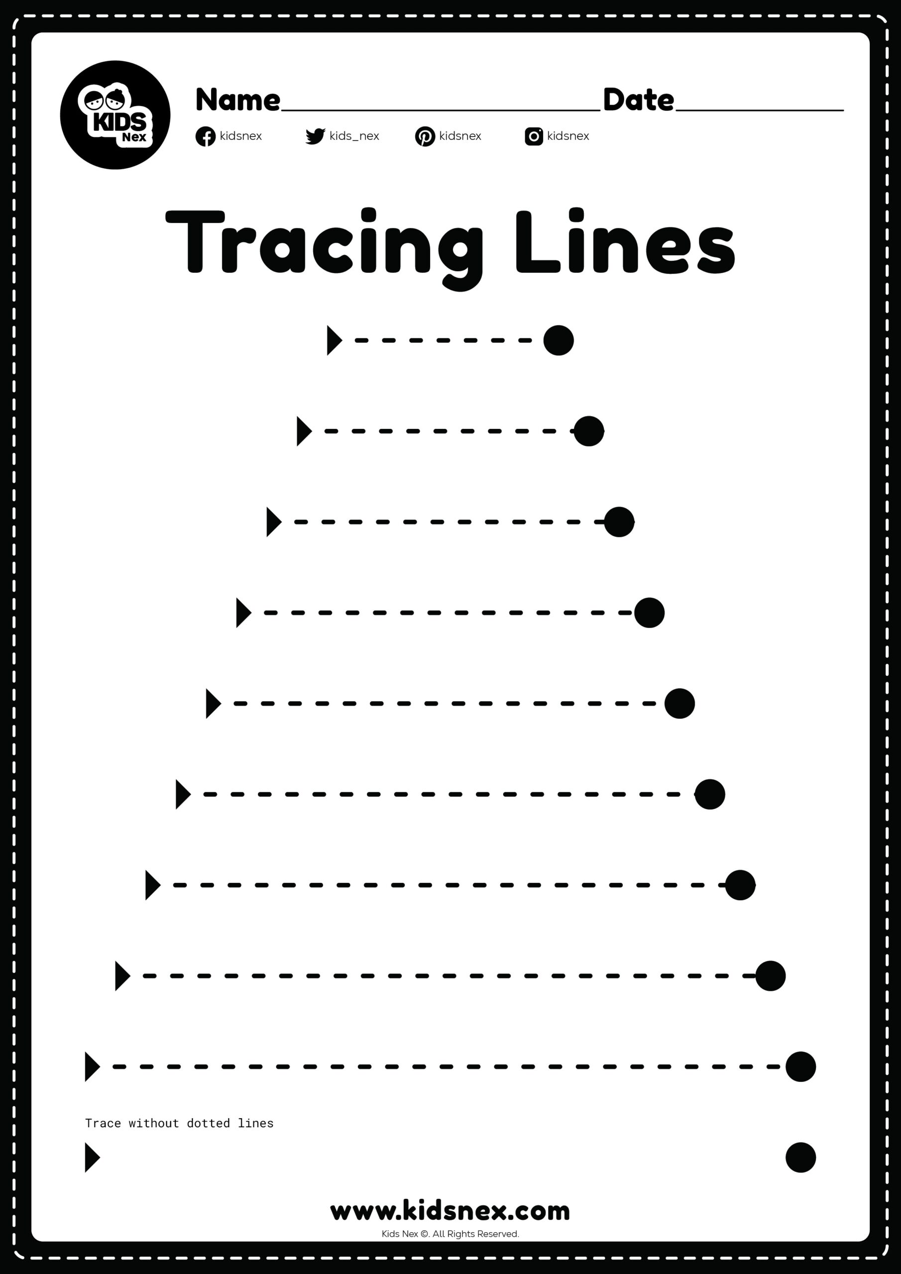 Free Printable Tracing Lines Worksheet KidsNex Free Printable Tracing Lines Worksheet KidsNex