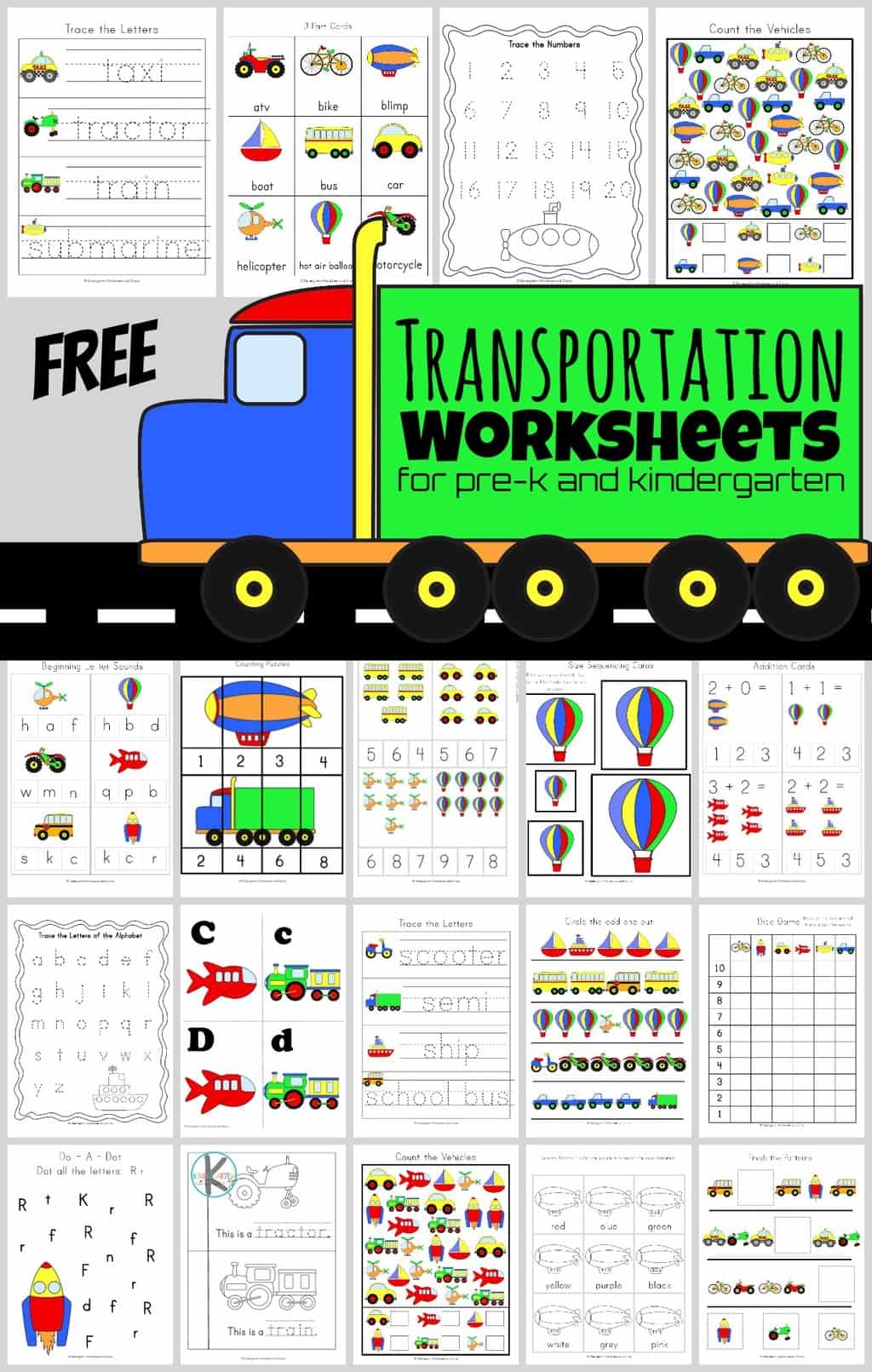 Printable Workshsheets For Preschool On Transportation