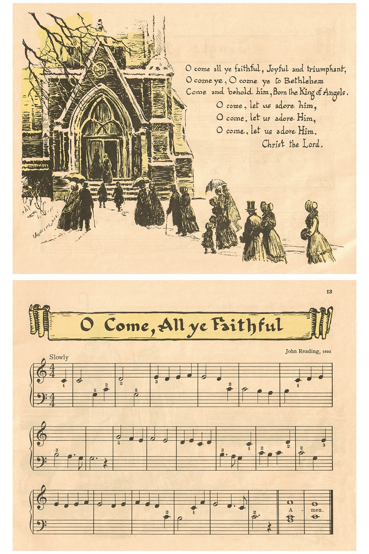 Free Printable Vintage Beginner Piano Christmas Carols Rose 