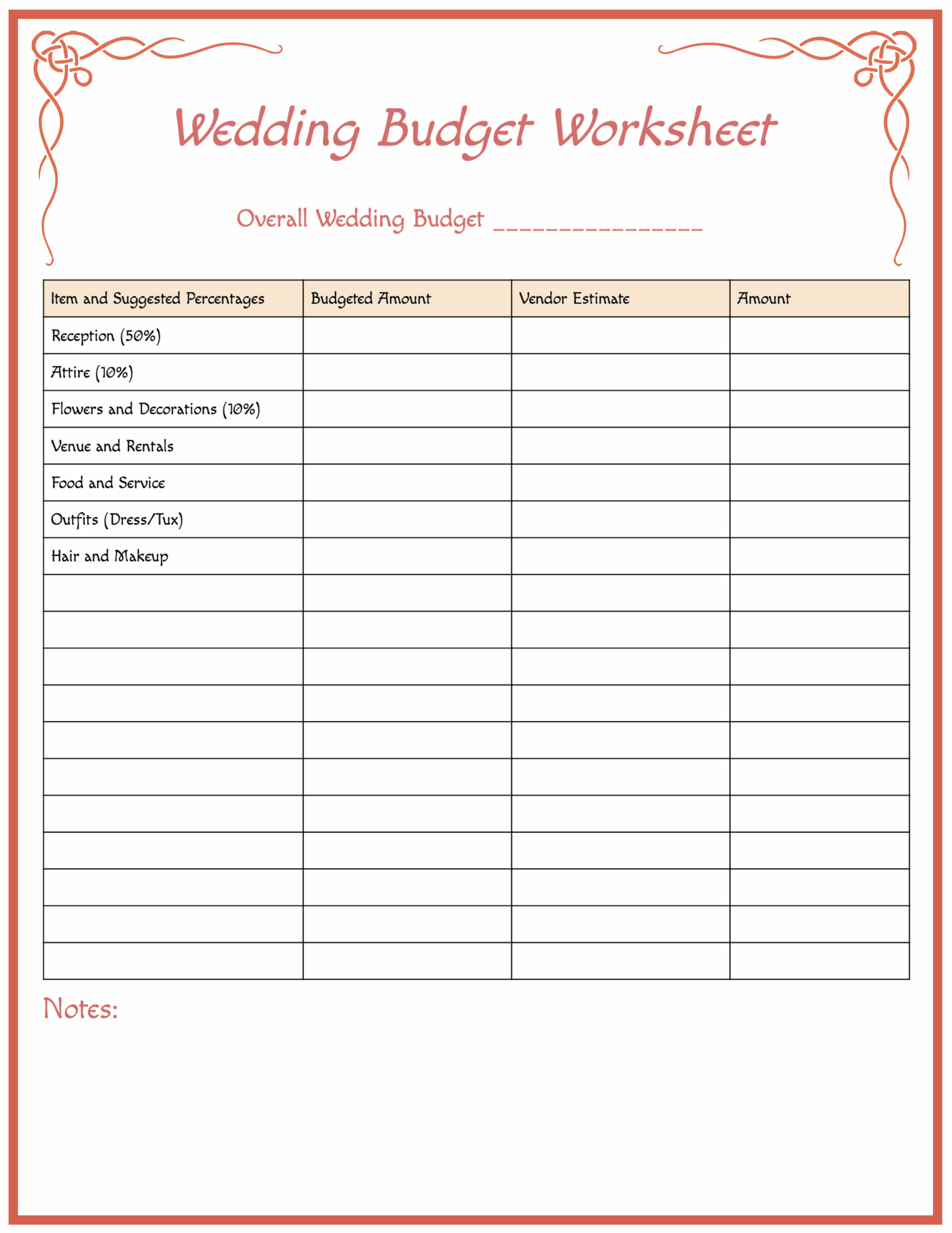 Free Printable Wedding Budget Planner And Worksheet Template Printerfriendly