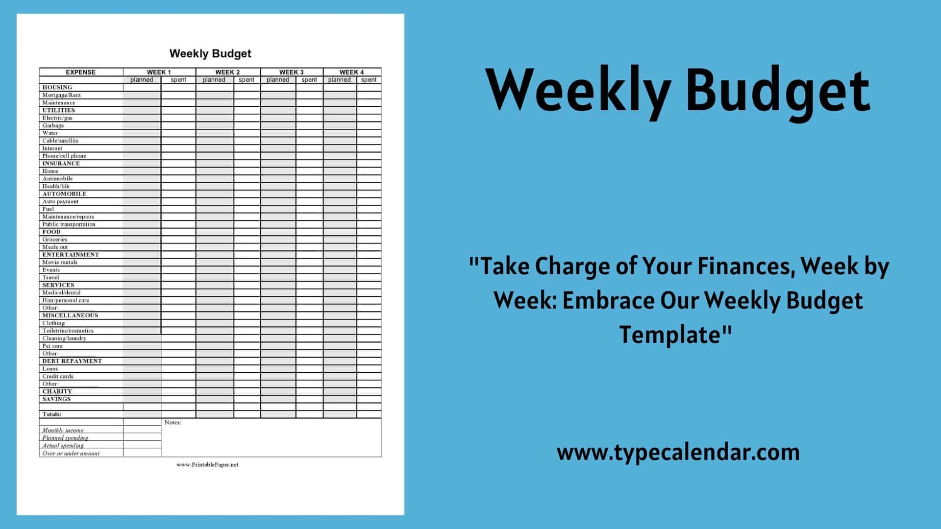 Free Printable Weekly Budget Templates Google Sheets Excel PDF 