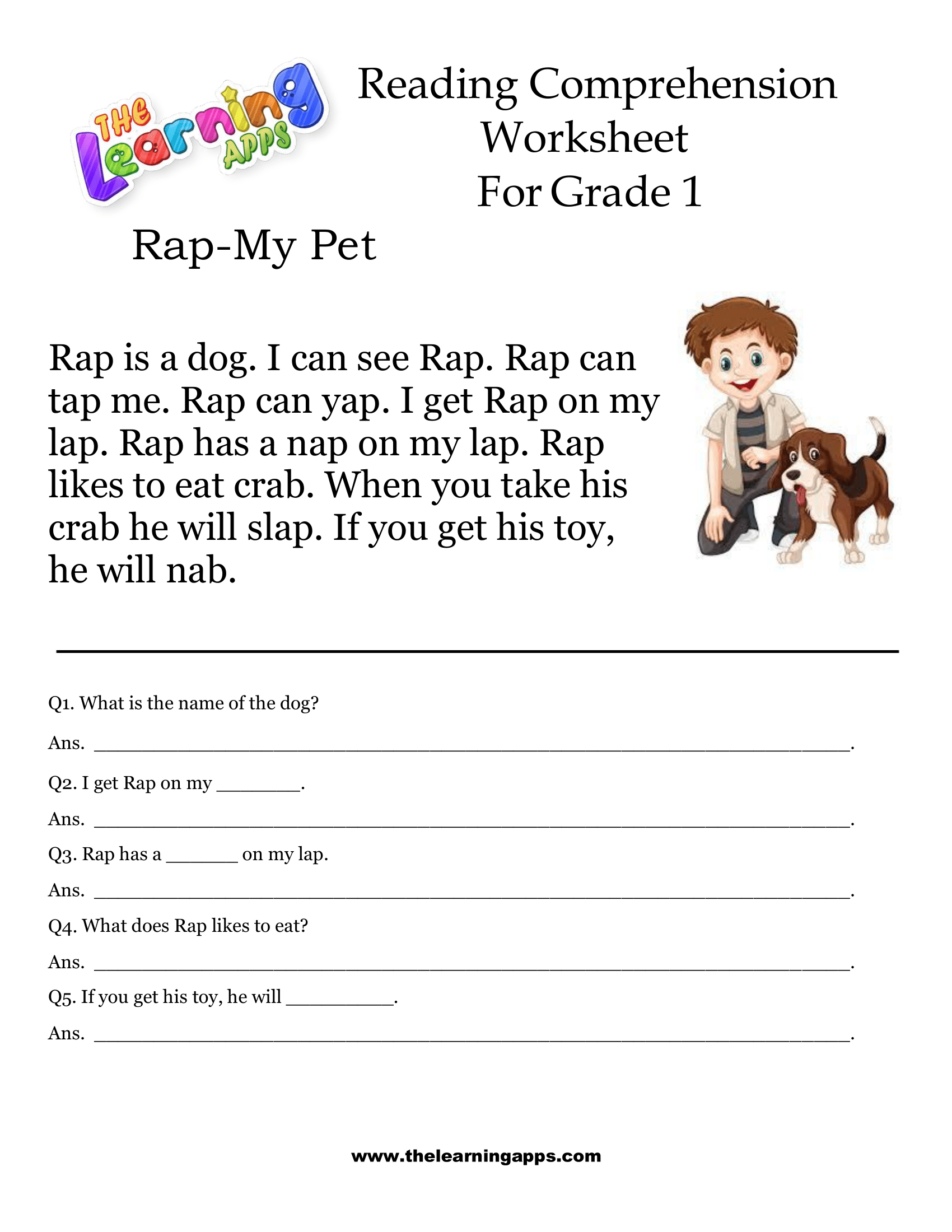 Worksheets Reading Comprehension Grade 1