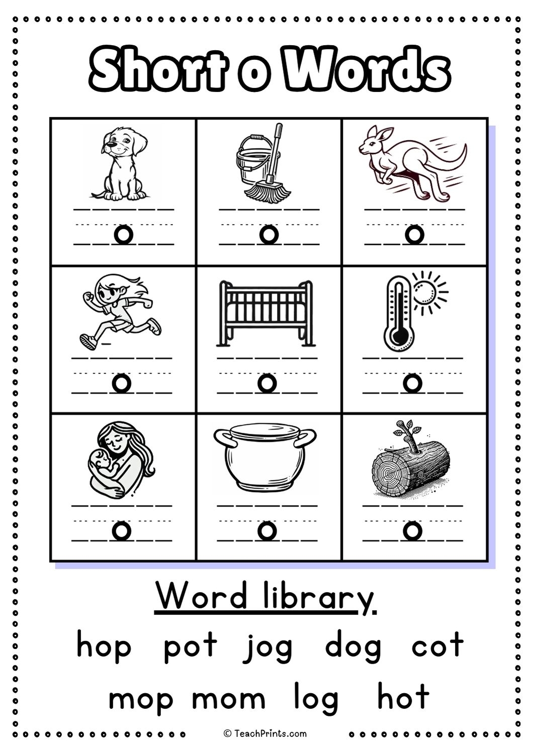 Free Short O Words Worksheets Teach Prints