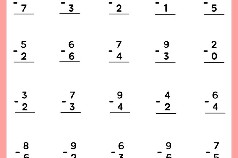 Subtraction Worksheets Printable Free