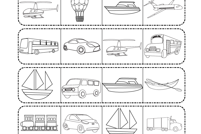Printable Workshsheets For Preschool On Transportation